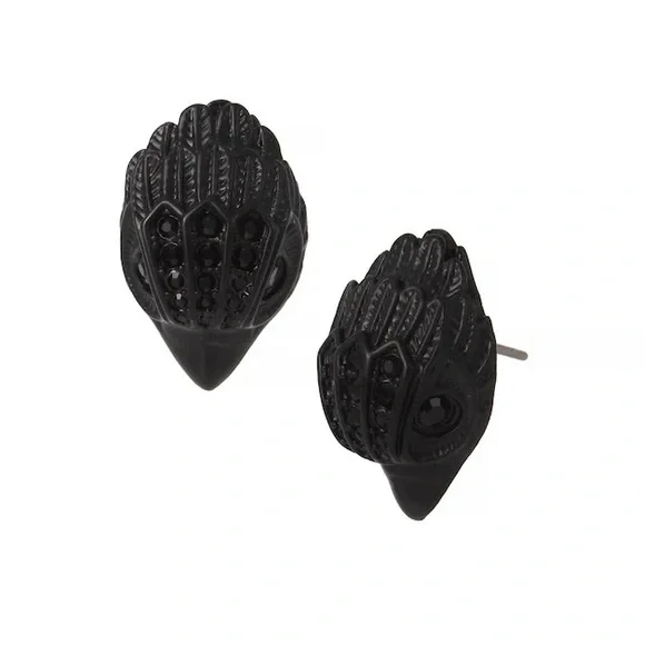 Kurt Geiger Eagle Stud Earrings Black Crystals on Black - Picture 8 of 12